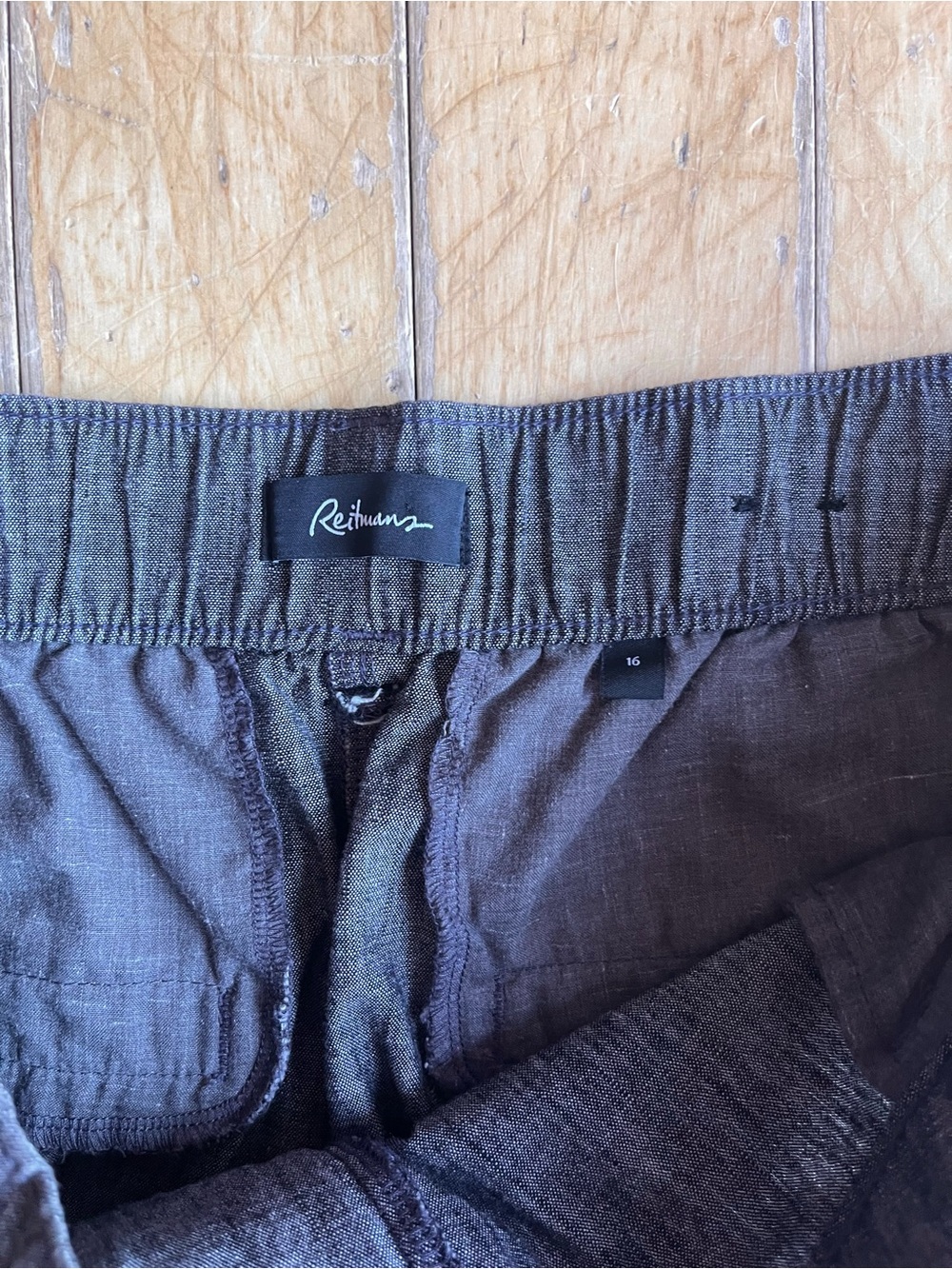 Reitmans Relaxed Charcoal Cotton‑Blend Cropped Wide-Leg Drawstring Pants Size 16 - Picture 4 of 8